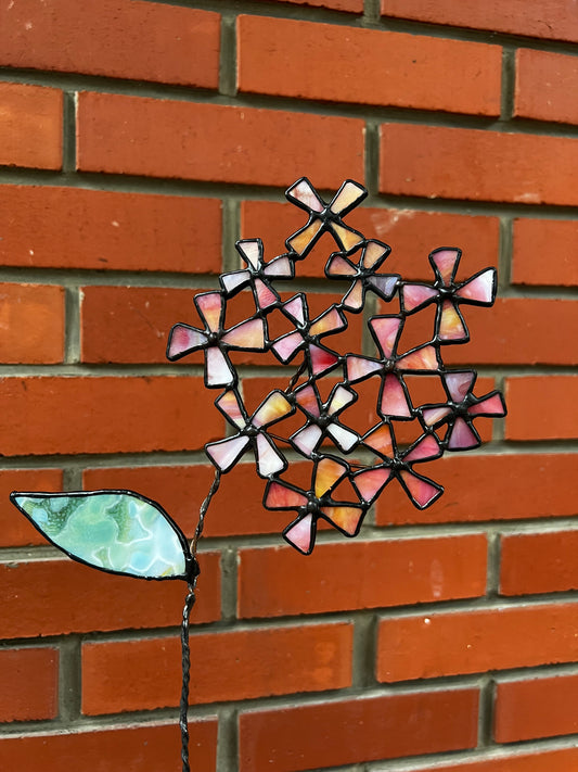 Hydrangea Flower 鑲嵌玻璃(桃紅)